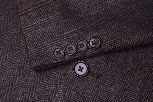 Ermenegildo Zegna Herringbone Brown Blazer Mens Sport Coat Jacket Size 44-L - Picture 2 of 8