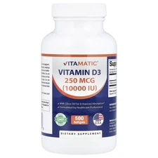 Vitamin D3, 250 mcg (10,000 IU), 500 Softgels