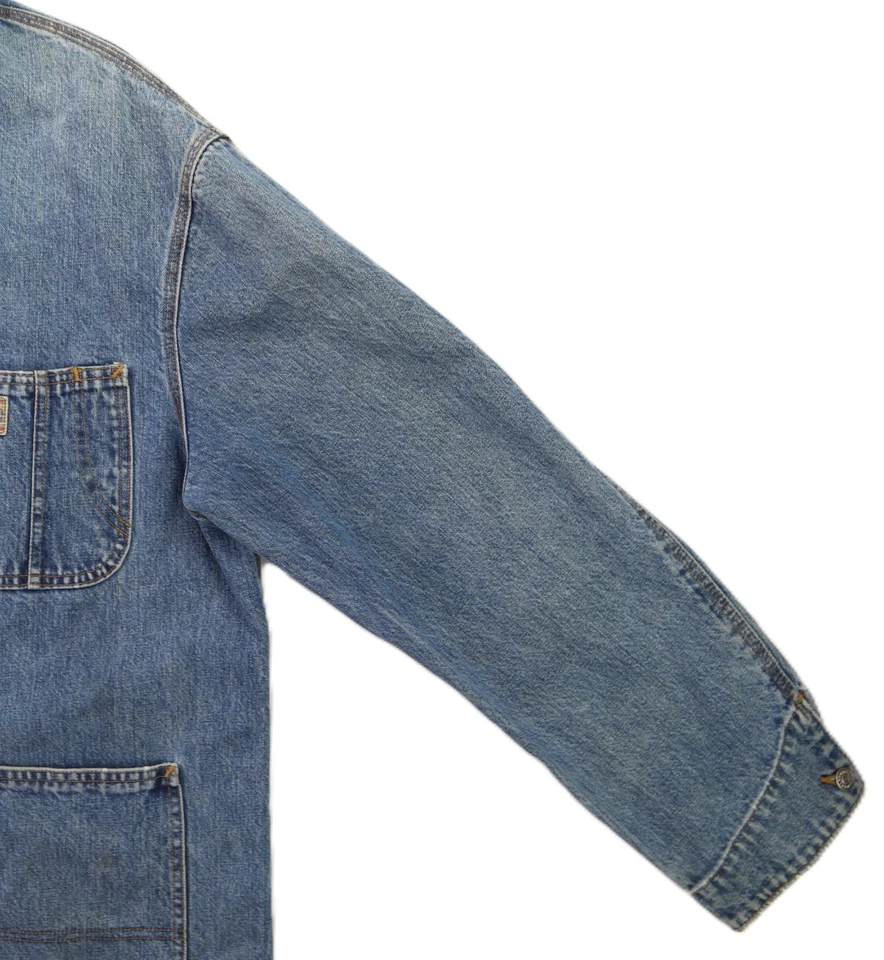 VTG POLO RALPH LAUREN COUNTRY USA Men's Medium Denim Chore Barn Coat Jacket - Image 4 of 4