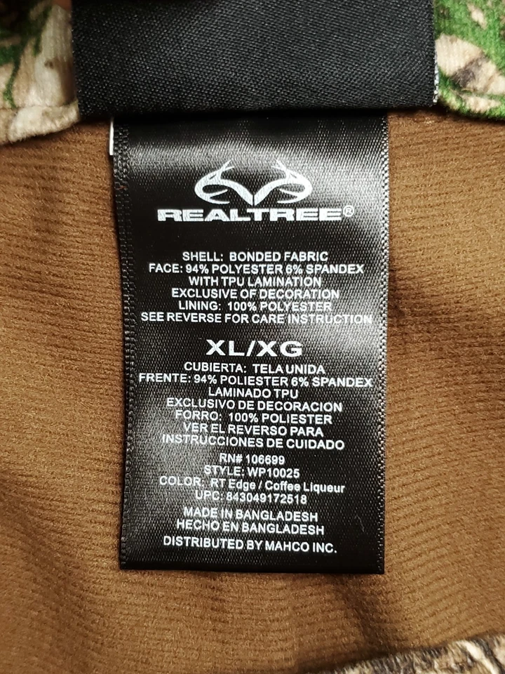 Realtree Pants Mens XL Cargo Straight Lined Scent Factor Camo Hunting Zip Leg - Image 4 of 4