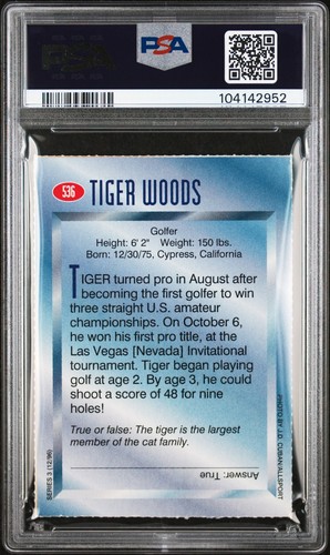 1996 S.I. For Kids Series 3 Tiger Woods #536 PSA 8 - Picture 2 of 2