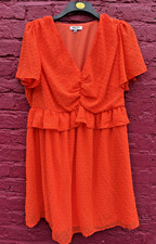 Simply Be Bright Orange Chiffon Summer Holidays Mini Dress Size 20