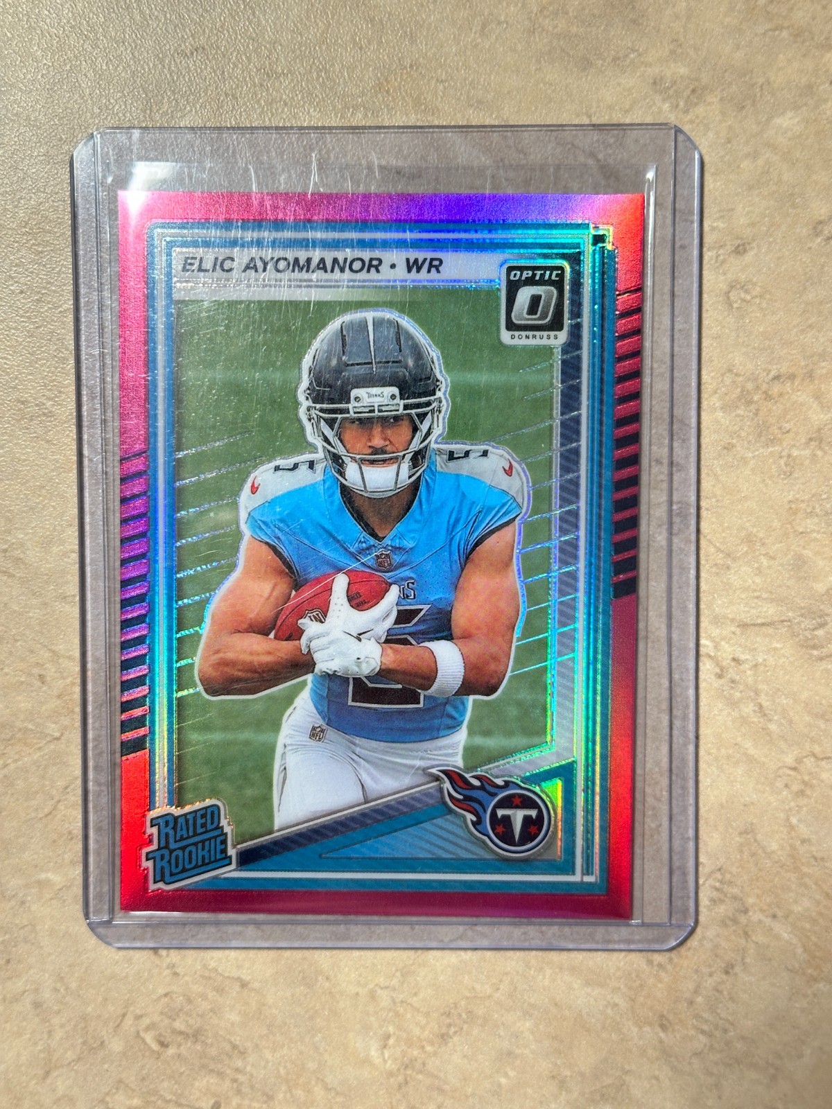 2025 Panini Optic - #235 Elic Ayomanor - Rated Rookie Pink Parallel