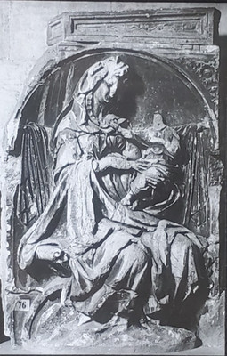 Madonna, Fonte Gaia, Duomo, Siena, Italy, Magic Lantern Glass Slide