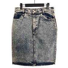 Vintage 80s Jordache Studio Acid Wash Denim Pencil Skirt Button Slit 30-in Waist
