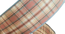Muted Pinks and Blue Plaid 2.5" x 2 yd Wired Ribbon Country Accent Fall Spring