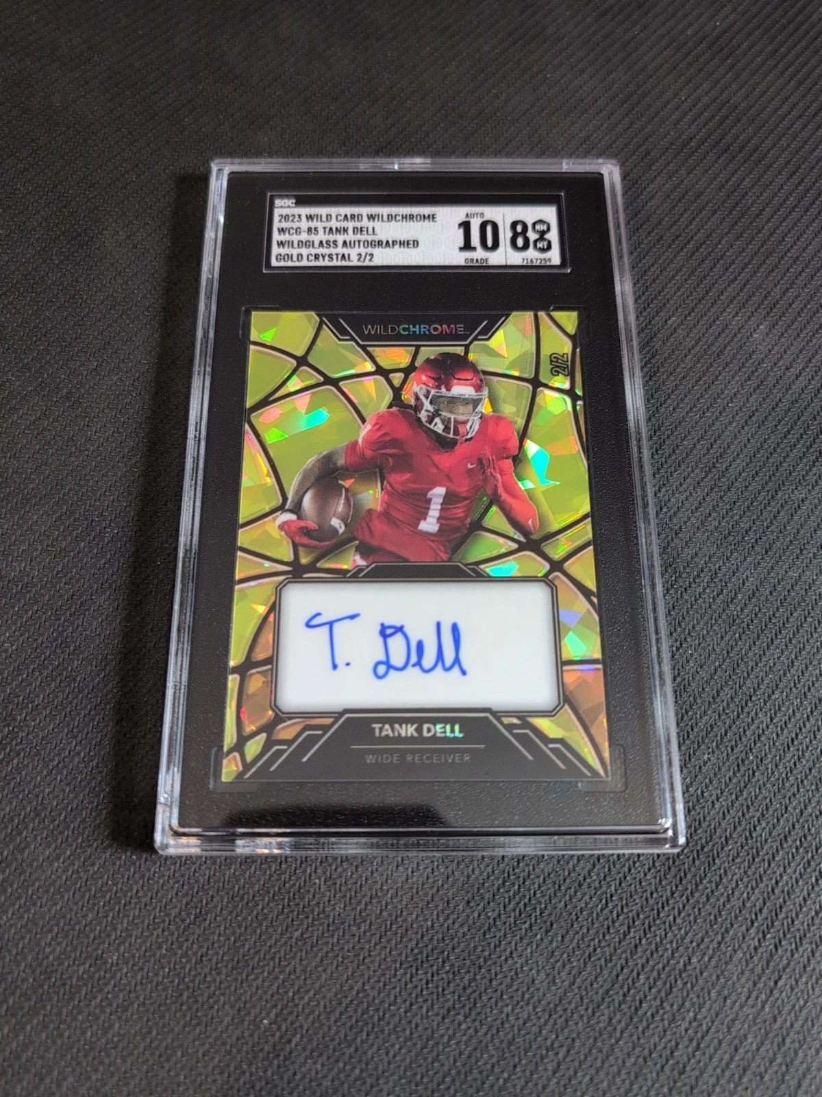 Tank Dell Wild Card Wildchrome Draft Wildglass Autographs #WCG85 Crystal Holographic-Red