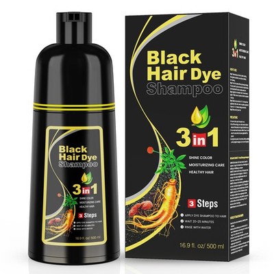 Black Hair Dye Shampoo 3 in 1 for Gray Hair, Hair Color Shampoo for Women Men...