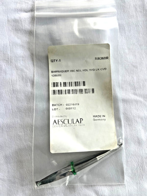 Aesculap MA360R Barraquer Micro Needle Holder Curved w/Out Ratchet 5'' Length