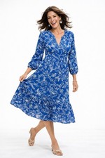 J JILL midi dress floral butterfly sundress beach cruise vacation casual blue XS