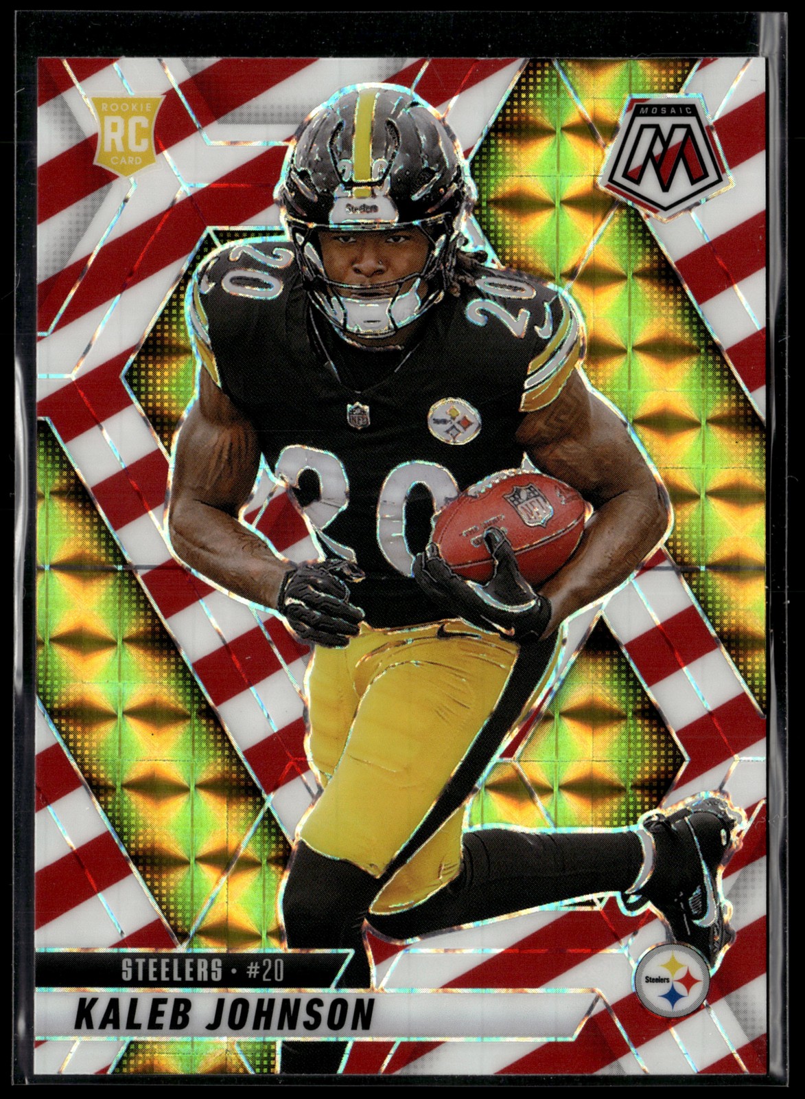 2025 Panini Mosaic #315 Kaleb Johnson Mosaic Red and White Stripe