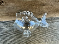 VTG Clear Hand Blown Art Glass Open Mouth Fish Vase Bowl Terrarium 8 1/2
