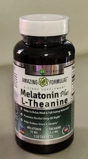 Amazing Formulas 10MG Melatonin Plus L-Theanine, 120 Tablets Sealed Exp 01/2028