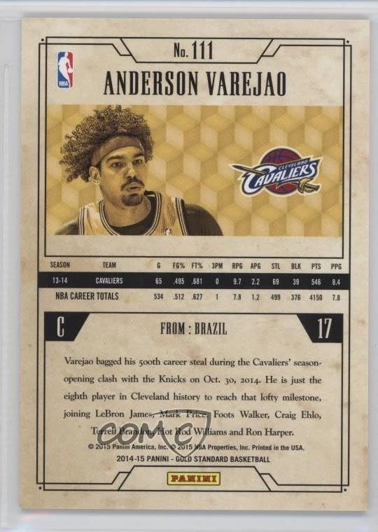 2014-15 Panini Gold Standard /285 Anderson Varejao #111 - Image 2 of 2