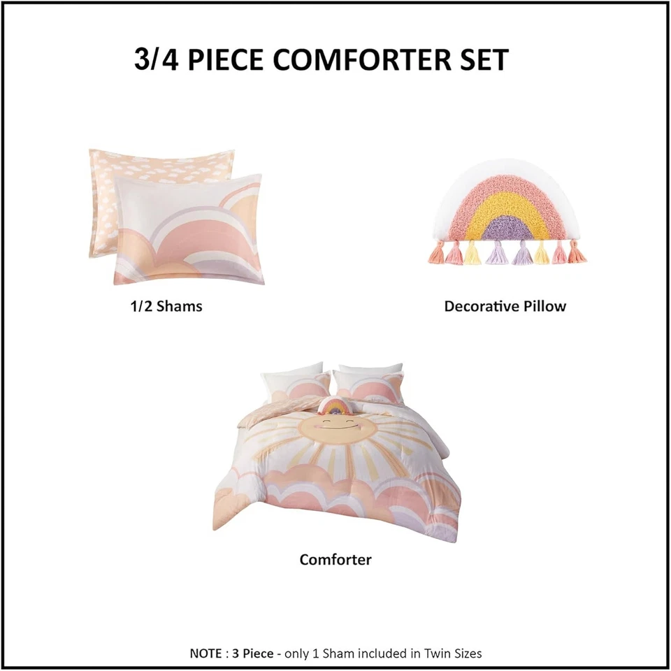URBAN HABITAT Kids Coverlet Full/Queen  Bedding Set Sun Quilt Sunny Yellow/Coral - Image 4 of 4