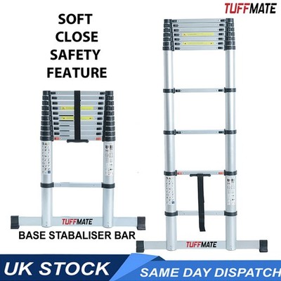 Teleskopleiter 3,2m max. Höhe 10 Stufen Soft Close System und Bodenstabalisator