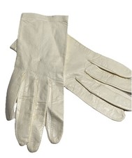 Vintage Women's Leather Gloves White Leather Italy