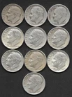 10 SILVER ROOSEVELT DIMES 1946-1964 8 ARE PHILLY MINT 2 HAVE DENVER MINT