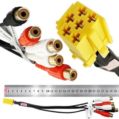 6-pol Mini-ISO 4× Cinch + Sub kompatibel mit Audi A3 2005/06-2008/06 8P1 2.0 TDI