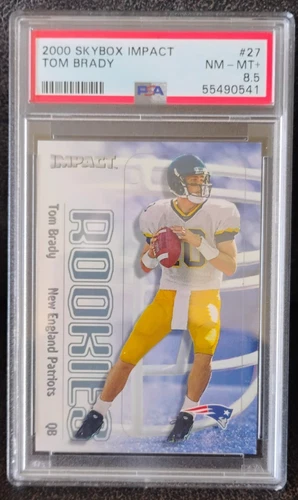 2000 SKYBOX IMPACT #27 TOM BRADY ROOKIE CARD PSA 8.5 NM-MT+