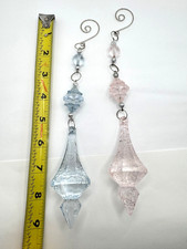 Pair Pink Blue Hanging Suncatcher Prisms Shatter Resistant Plastic Window Decor