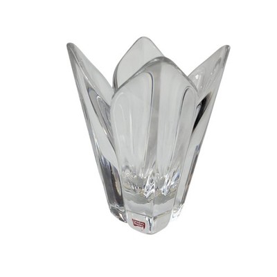 Vintage Orrefors Crystal Four Point Lotus Tulip Flower Vase 6'' x 4'' x 4''