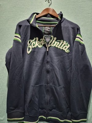 Marc Ecko Unltd Mens L Blue Zip-Up Embroidered Stretchy Collared Jacket! A4861