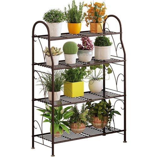 Plant Stand Indoor Outdoor Plant Stands 4 Tier Metal Corner Plant Shelf Multi...
