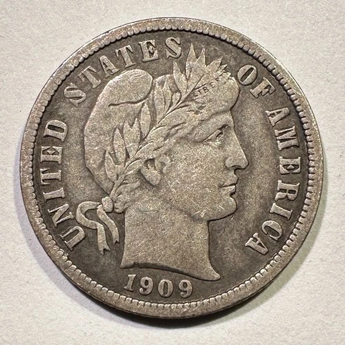 1909 Barber Dime Liberty Head Silver Album Coin Better Grade Reverse Cleaned
