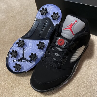 Air Jordan 5 V Low Golf Shoe Black Metallic Red Men's Size 6 Air Jordan 5 V Low Golf Shoe Black Metallic Red Men's Size 6