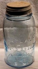 Old Scarce Nice Blue Quart Atlas Strong Shoulder Mason Fruit Jar Crude Nice