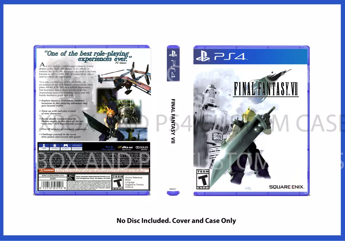 CUSTOM REPLACEMENT CASE NO DISC Final Fantasy 7 Remake PS4 SEE DESCRIPTION