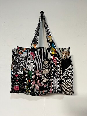 Indian Black Patchwork Quilted Shoulder Bag Women's Beach 100