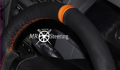 FÜR 06-11 MERCEDES ML W164 SCHWARZ LEDERLENKRADBEZUG + ORANGE GURT NEU