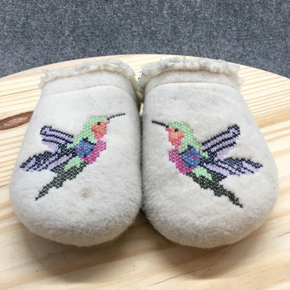 Zapatillas Lands End para mujer 6 B colibríes fieltro critter rasguño mula zuecos grises Foto 4 de 4