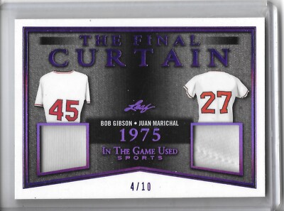 2019 Leaf ITG BOB GIBSON JUAN MARICHAL THE FINAL CURTAIN PURPLE DUAL JERSEY /10!