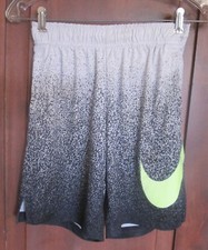 Nike Dri-Fit Shorts Boy's Medium Black  White Neon Green Swoosh Pull-on  NICE