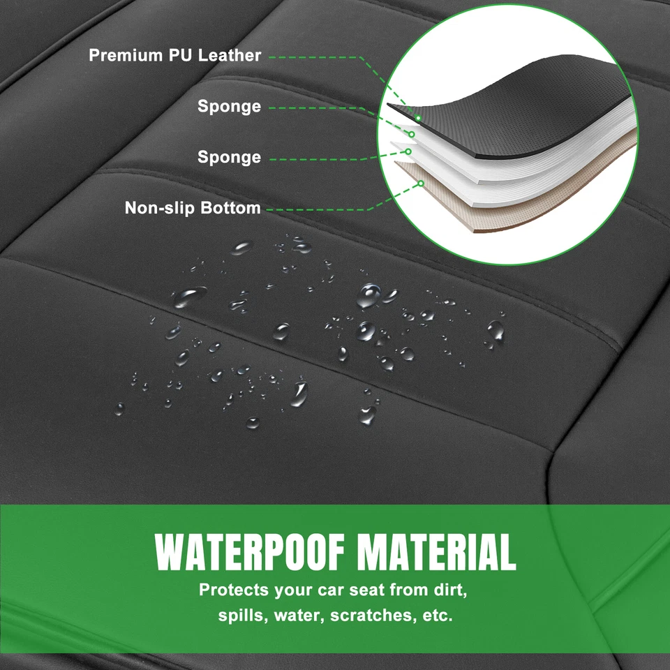 Universal Car Seat Cover Front PU Leather Breathable Pad Mat Surround Protector Foto 4 de 4