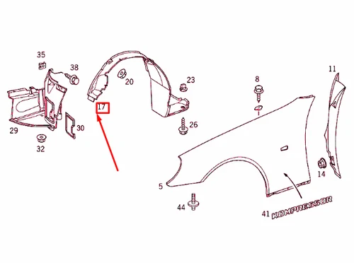 NEU MB SLK R170 VORNE LINKS KOTFLÜGEL INNENAUSKLEIDUNG A1706980130 OEM - Bild 5 von 7