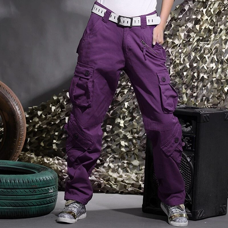 High Cut Pants Belt Pants Design Solid Women's Pocket Cargo Zipper Color  Casual Yoga Pants Cotton Stretch Pants