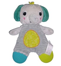 Bright Starts ELEPHANT Security Blanket with Crinkle Tummy Teether Feet Ring 9in