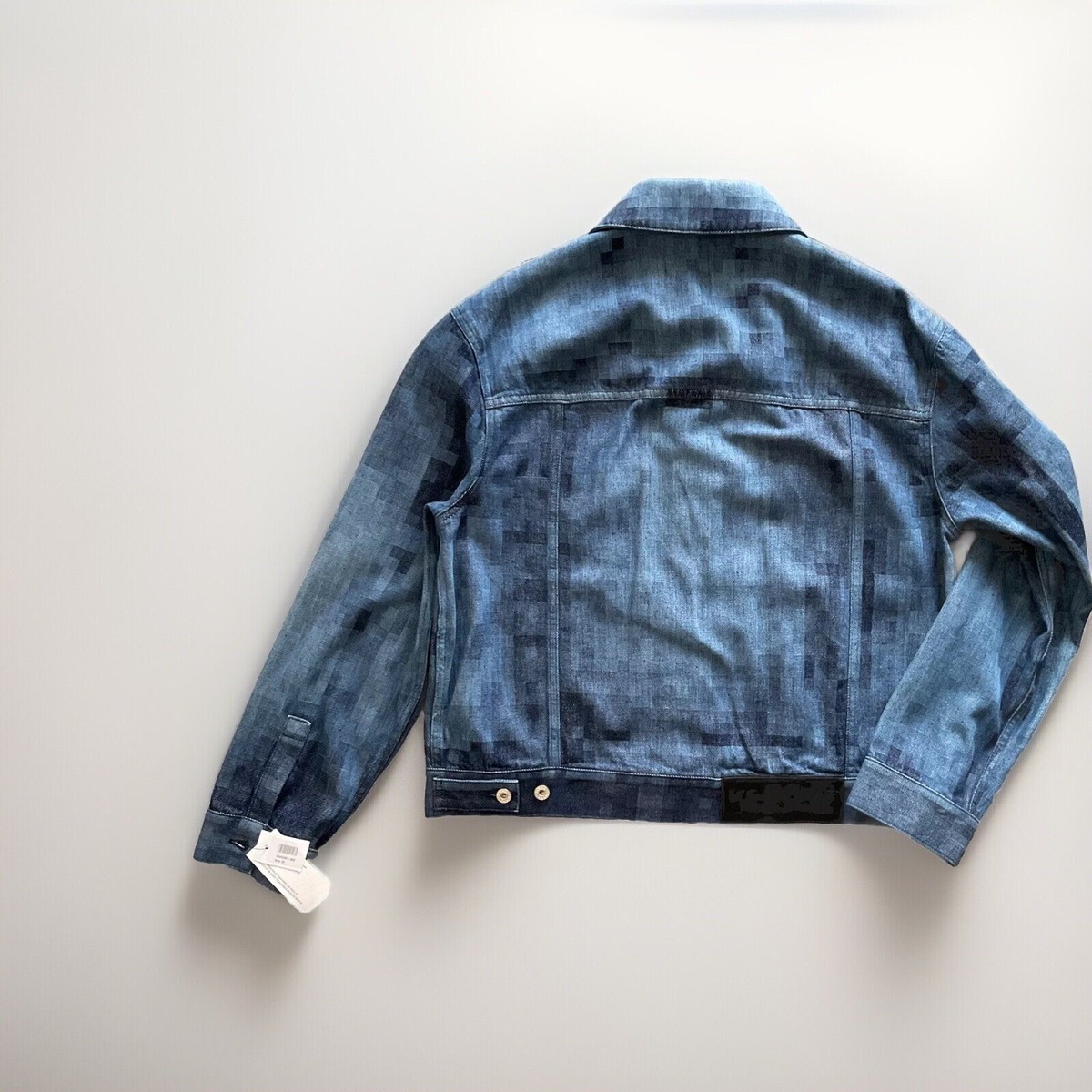 NEW LOEWE men's pixelated raw denim jacket blue size 50 BY
