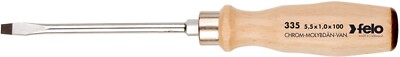 Felo - Slotted-Screwdriver with wooden handle and continuous blade