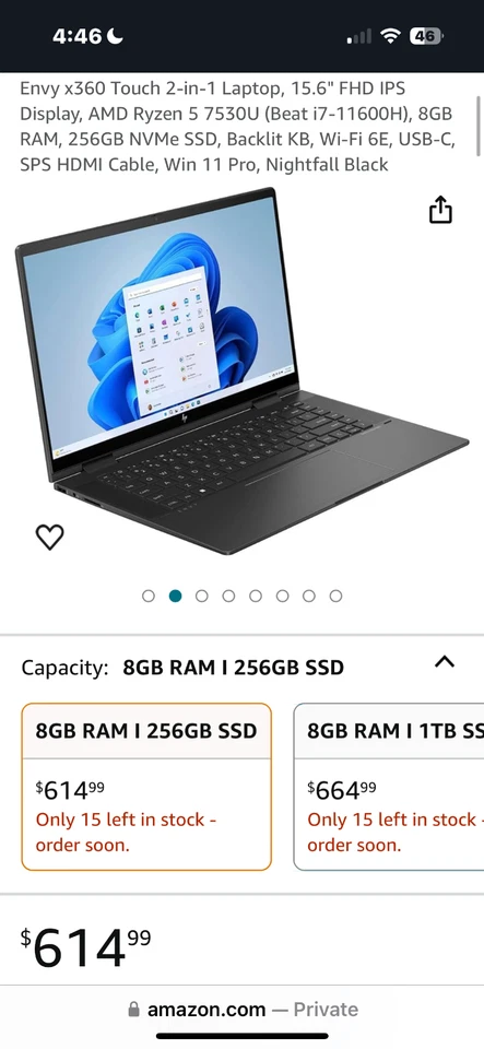 Б/у черный 14-дюймовый верх HP Envy Lap. Сенсорный экран.  - Изображение 3 из 4