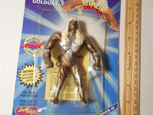 De colección 1996 WWF Goldust Bend-ems Just Toys Serie 3 Empaquetado - Imagen 3 de 14