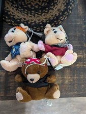 3x Vintage Harley-Davidson Brown Roamer Biker Bear Plush Bean Bag Toy Punky Pig