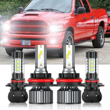 For 2003-2005 Dodge Ram 1500 2500 3500 4x 6500k Led Headlight Fog Light Bulbs