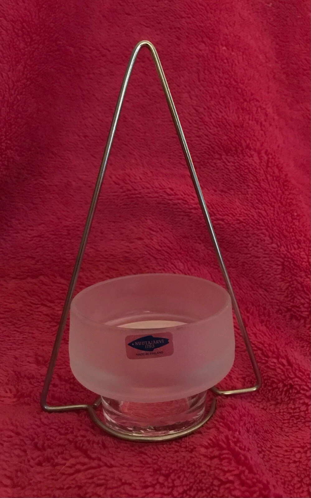 Nuutajarvi 1793 Arabia Finland Frosted Tea Light Candle Holder With Metal Hanger