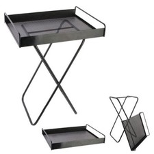 Tavolino da salotto con vassoio amovibile moderno rettangolare nero in metallo