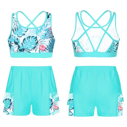 Kids Girls Swimwear Pool Bathing Suit Party Swimsuit Cross Straps Sunsuit 2Pcs - Picture 11 of 27